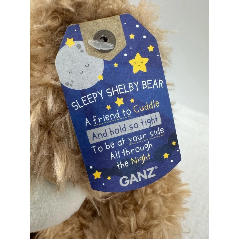 Ganz Sleepy Shelby Bear Plush Tan Shaggy Soft Teddy Bear H15267 15 inch Large